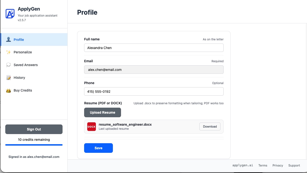 Profile setup walkthrough